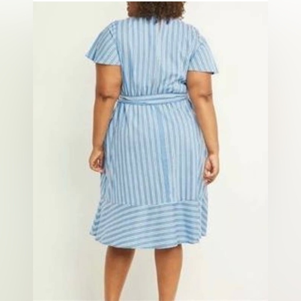 Lane Bryant Rhodes Striped Faux Wrap Fit & Flare Dress - Picture 2 of 6